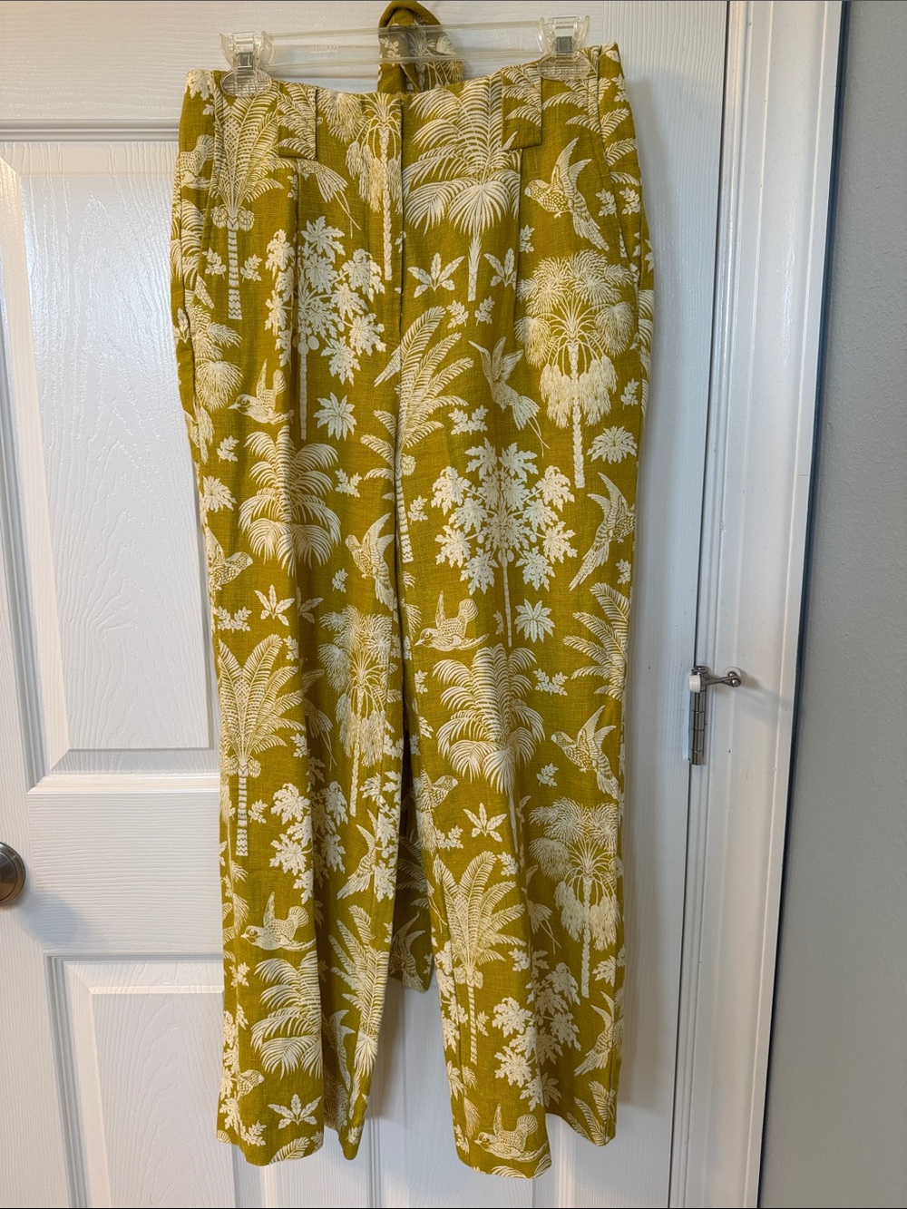 Spartina 449 Mustard Tropical Print Wide-Leg Pants